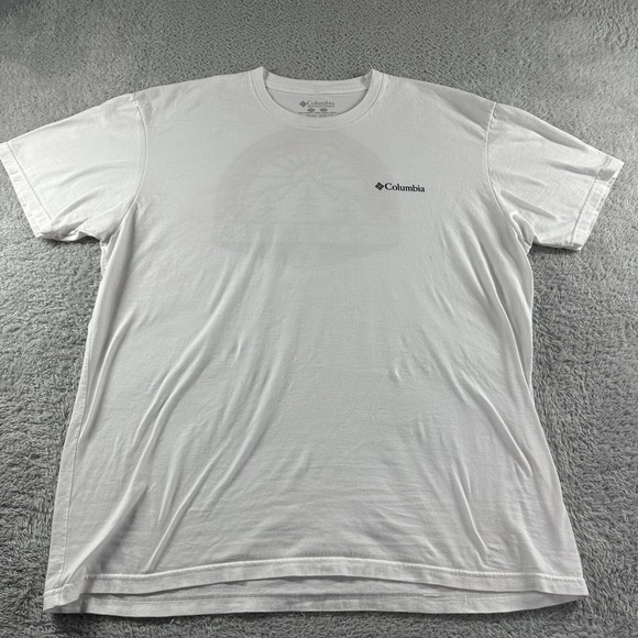 Columbia Shirt Mens 2x White Graphic Double Sided Outdoors Camp Hiking Fishing - Picture 2 of 9